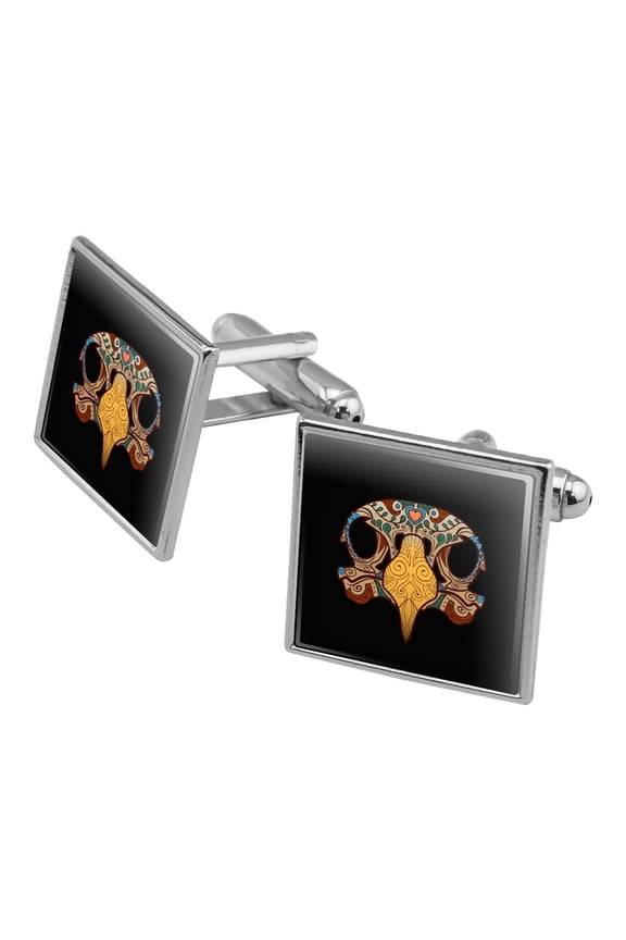 Eagle Skull Day Of The Dead Southwestern Square Cufflink Set - Silver or Gold