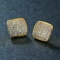 thumbnail image 3 of 2.00Ct Round Cut Simulated Diamond 14K Yellow Gold Plated Cluster Women's Wedding Stud Earrings For Her 925 Silver, 3 of 4