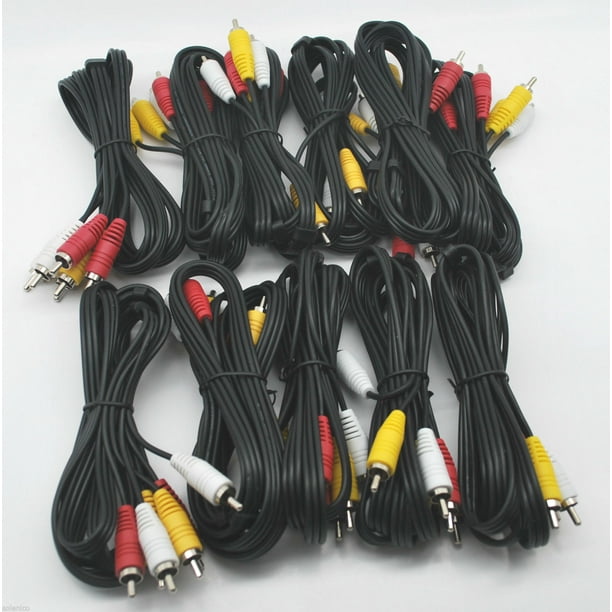 LOT OF 10 NEW 6 Ft RCA AUDIO/VIDEO COMPOSITE CABLES DVD/VCR/SAT YELLOW