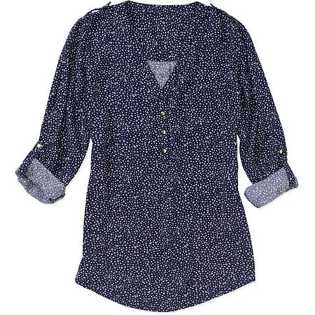 SCQP Vintage Epaulet Patchwork Design Womens Linen Blouse