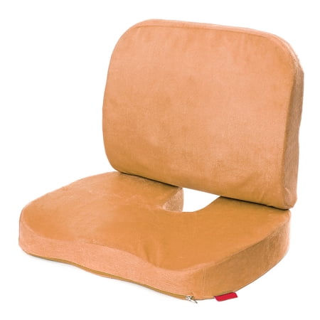 Memory Foam U Cutaway Back Lumbar & Coccyx Support Pillows Deep Seat Cushion Set Two Piece Set Sciatica & Pain Relief Seat Chair or Car Cushion Blue