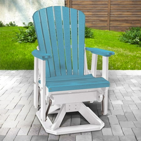 OS Home and Office Model 510ARW Fan Back Swivel Glider in Aruba Blue with White Base