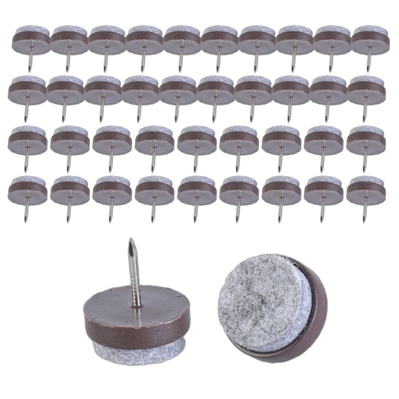 URTERYSER Pack of 50 Sturdy Felt Furniture Glides With Nails for Floor Protective and Scratch Prevention 22mm Diameter Designs Brown