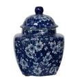 thumbnail image 2 of Benjara 6, 6, 7 Inch Lidded Jars, Persian Inspired Blue Flowers, Curved, Set of 3, 2 of 5
