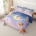 thumbnail image 3 of Manfei Dreamy Woodland Owl Twin Quilt Set, Starry Sky Moon Twin Coverlet Set, Purple Blue, 2pcs, 1 Bedspread and 1 Pillowcase, 3 of 7