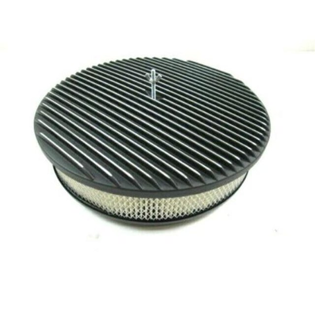 14 x 3 in. Black Full Finned Top Air Cleaner Set with Flat Style Base