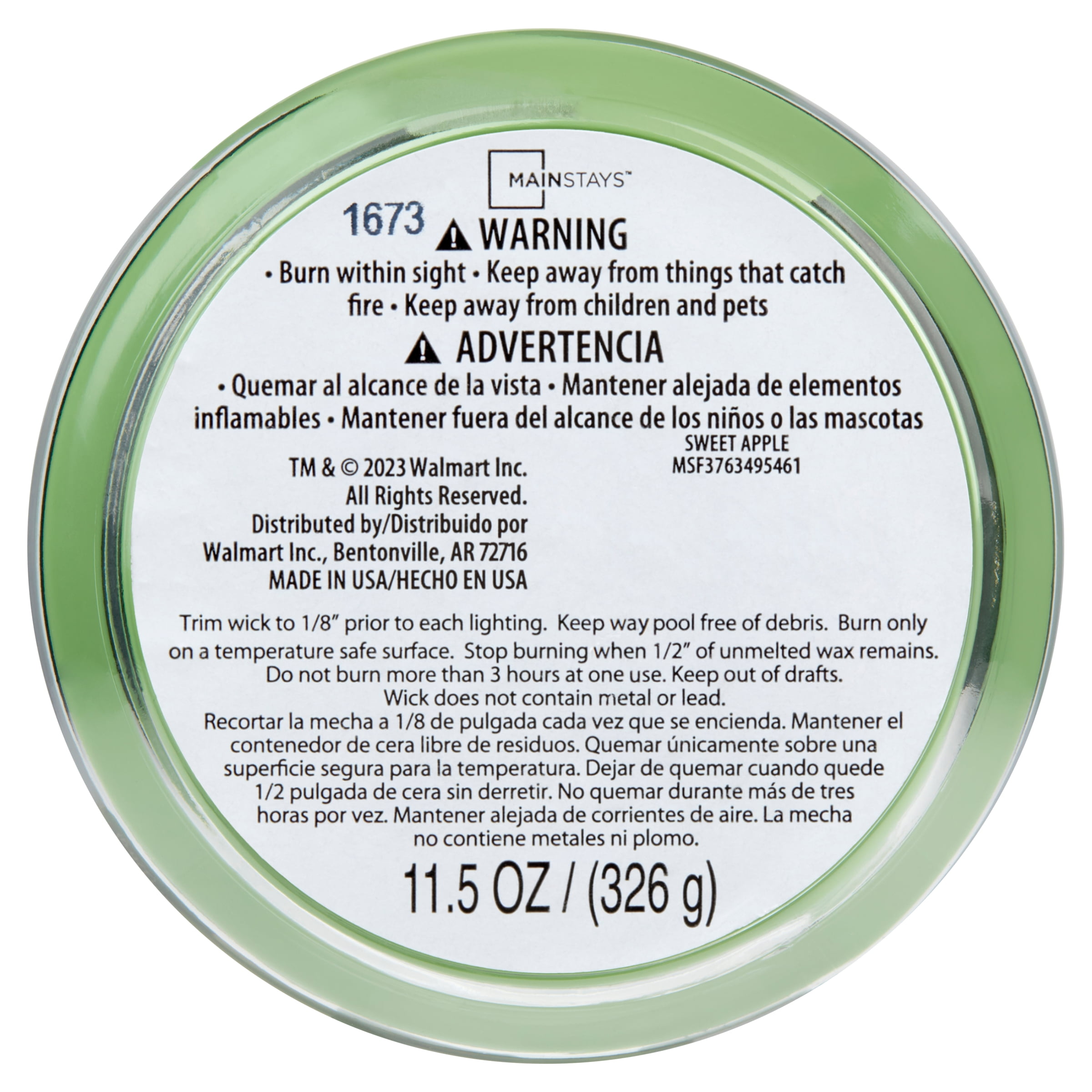 Mainstays Sweet Apple Scented 3-Wick Glass Jar Candle, 11.5 oz.