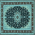 thumbnail image 1 of Ahgly Company Indoor Square Medallion Light Blue Traditional Area Rugs, 4' Square, 1 of 4