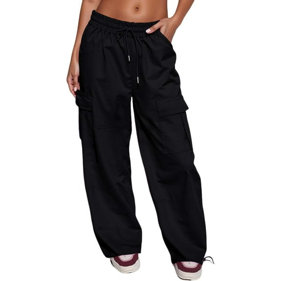Women's Casual High Waisted Loose Wide Leg Pants for Everyday Comfort Ideal for Summer and Fall Activities Senistyle Pants,Color:Black,Size:XL
