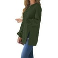 thumbnail image 4 of Fashnice Hauts pour Femmes Chandail en Molleton Col Rond Manches Longues Chandail Doux Automne Chandails en Molleton Vert Noirâtre TG, 4 of 6