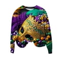 thumbnail image 4 of Jjayotai Mardi Gras Sweatshirt for Woman, Carnival Pullover, Tuesday Shirt, Mask Graphic Long Sleeve Tops Multicolor S, 4 of 5