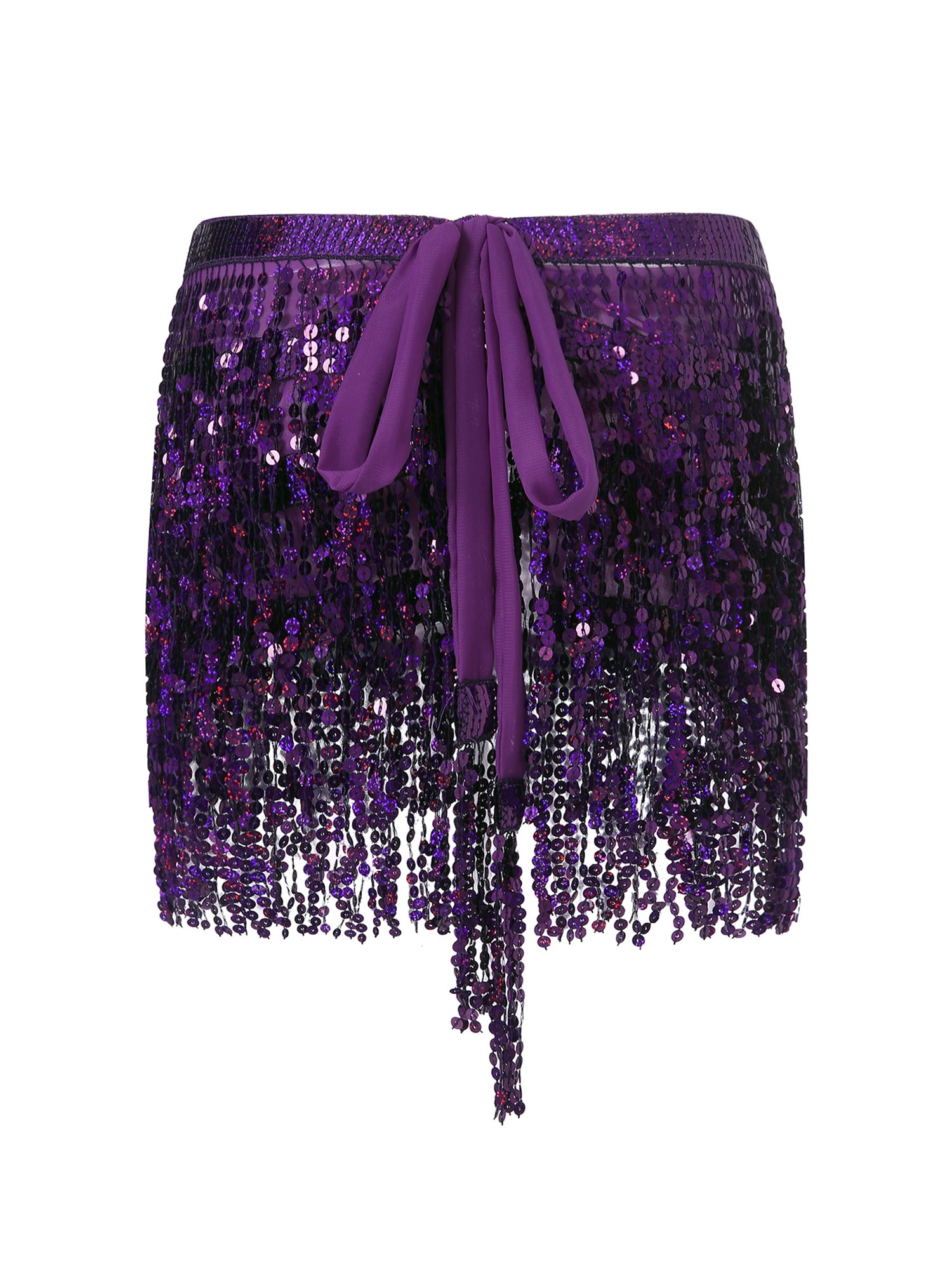 Belly Dance Hip Scarf With Sequins & Fringe - Adjustable Wrap Skirt For Performances & Festivals