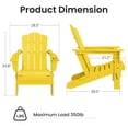 thumbnail image 4 of JUSTLET Adirondack Chair, 4PC Plastic Folding Outdoor Patio Chairs, Outside HDPE Chairs for Lawn, Yard, Yellow, 4 of 9