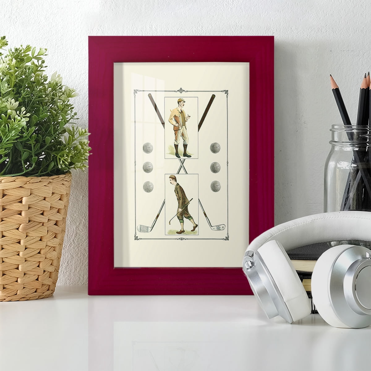 Golfers: H. Hutchinson & John Ball -Framed Print w/glass-Cherry Red