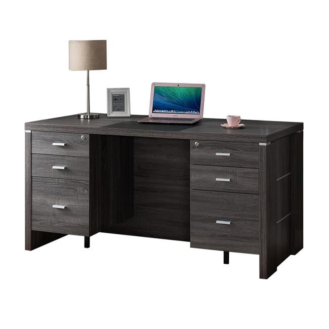Benzara Bm179608 Wooden Desk With Locking Drawers 44 Dark Taupe