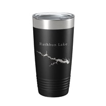 Rathbun Lake Map Tumbler Travel Mug Insulated Laser Engraved Coffee Cup Iowa 20 oz Black