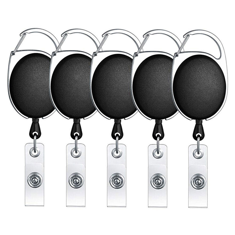 20 PCS Retractable Reel Clip Badge Holder ID Card Key Ring Carabiner US Stock