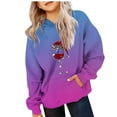 thumbnail image 2 of lcziwo Christmas Gifts Teens Wine Glass Graphic Hoodies Fall Winter Long Sleeve Pullover Tops Kids Cute Hooded Sweatshirts with Pocket, Purple, 150, 2 of 6