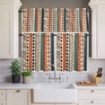 thumbnail image 2 of Bohemian Patterns Curtain Valances Set Orange Seamless Stitching Kitchen Curtains 36&nbsp;inch Length Rod Pocket Valance and Tiers 3 Piece Set Small Bedroom Bathroom Laundry Decor, 2 of 9