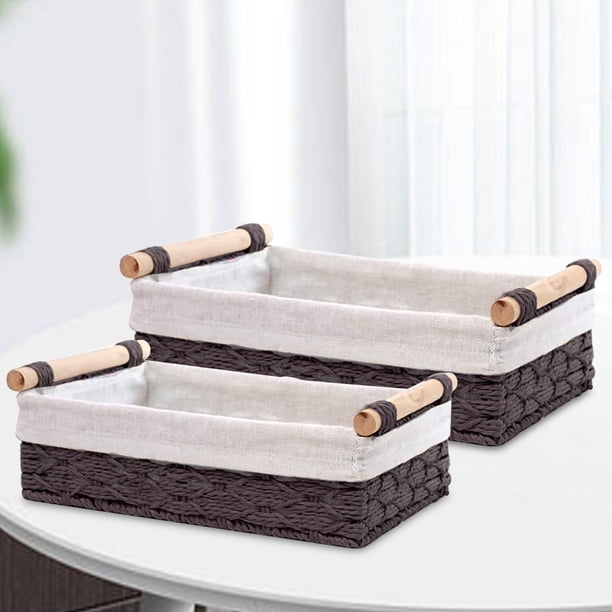 Cestas de mimbre decorativas pequeñas Cesta de papel de lavabo impermeable para decoración del hogar Hugtrwg Para estrenar