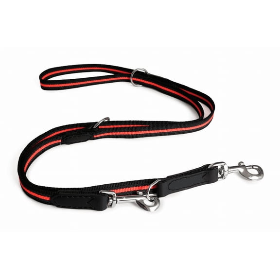 Alvalley Reflective Anti-Slip Multi Use Snap Hands Free Dog Training Leash - Durable, Strong Nylon Webbing with Leather Dog Leash for Training & Walking (Black, 6.5 ft Long with 19 mm Thickness)