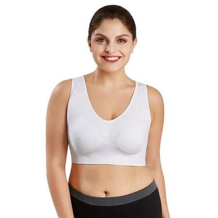 

Plus Size Bra Seamless Bra For Women with Pads Push Up Bralette Active Brassiere White XL