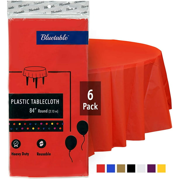 Plastic Tablecloth Red Round Disposable, 6 Ft Round Tablecloths