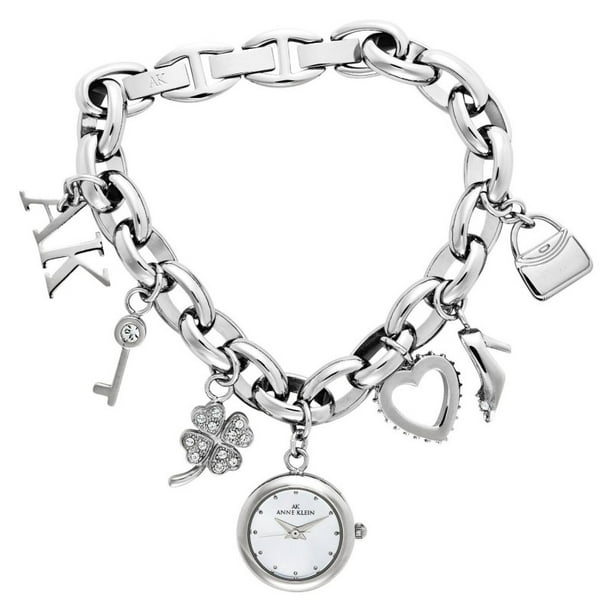 Anne Klein - Anne Klein Women's Swarovski Charm Bracelet Watch 10 ...