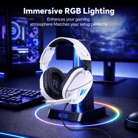 Gaming Headsets with Noise Cancelling Microphone, Xbox One & PS5 PS4 Headphones, High-Quality Stereo Sound, LED Light, Soft Memory Earmuffs for Ultimate Comfort, Wired Over-Ear Headset for PC, Laptop