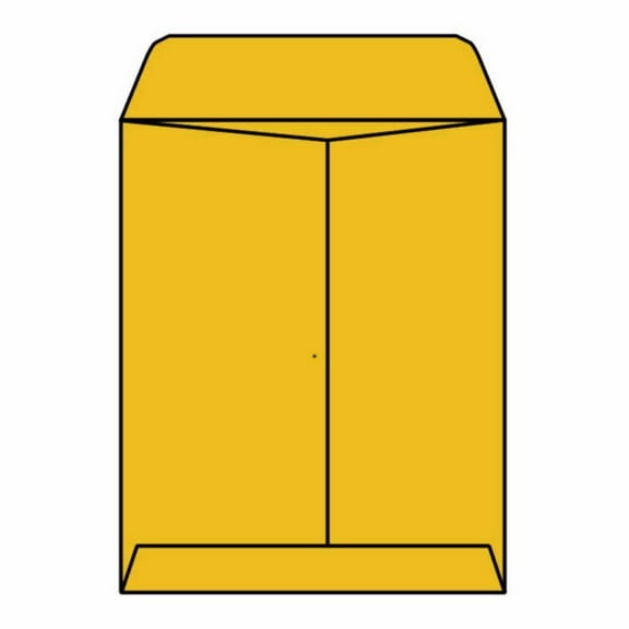 Open End Catalog Envelopes, 9" x 12" 28# Tan / Brown Kraft, Center Seam, Self-Sealing Latex, Flaps Extended (Box of 250)