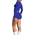 thumbnail image 4 of Diconna Ensemble de Vêtements pour Femmes Shorts Automne Couleur Unie Ajusté Col Rond Manches Longues Crop Tops Shorts 2 Pcs, 4 of 5