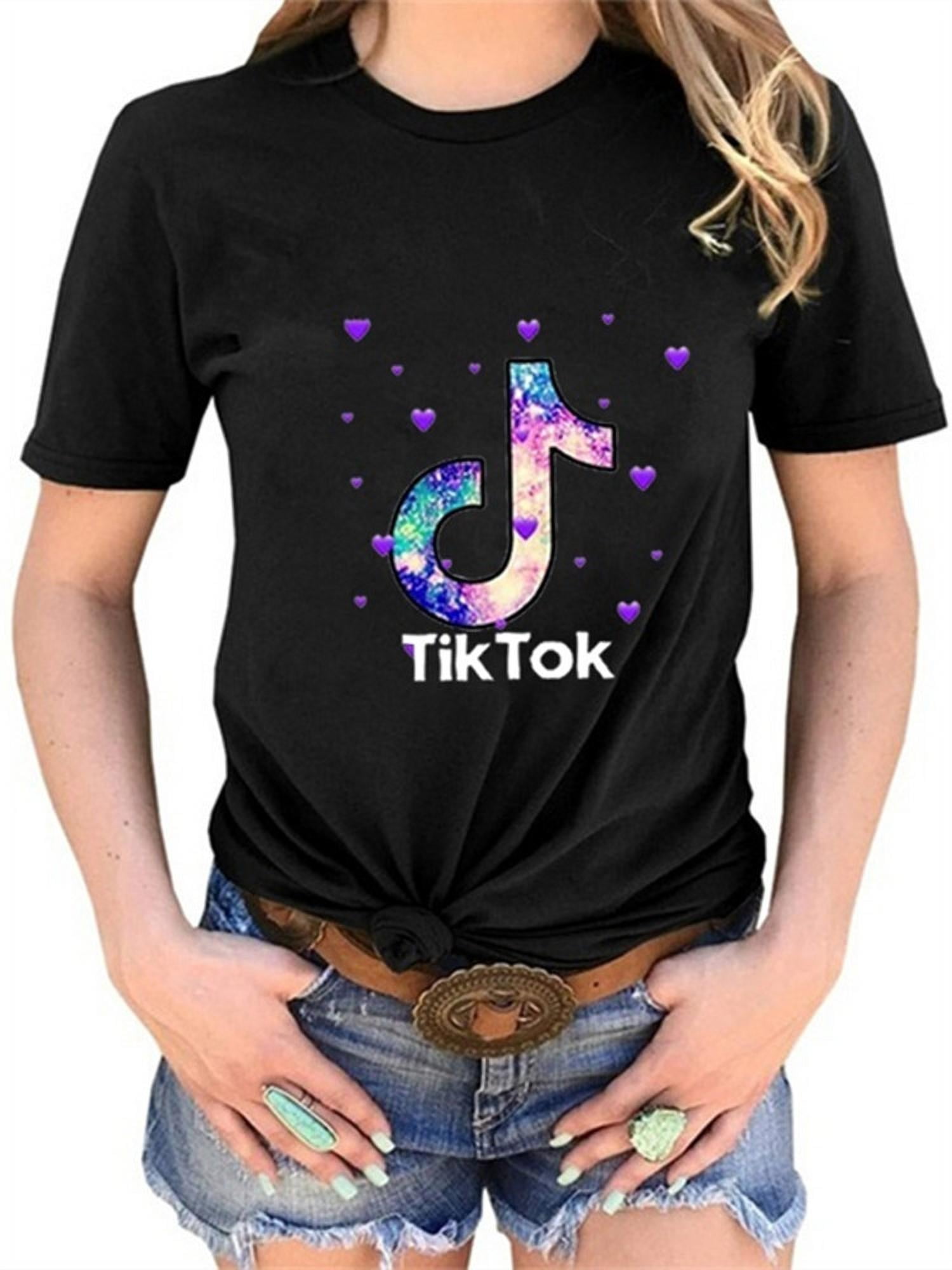 2020 Summer Tik Tok T-shirt Womens Ladies Printed Crop Tops Short Sleeve Tee 