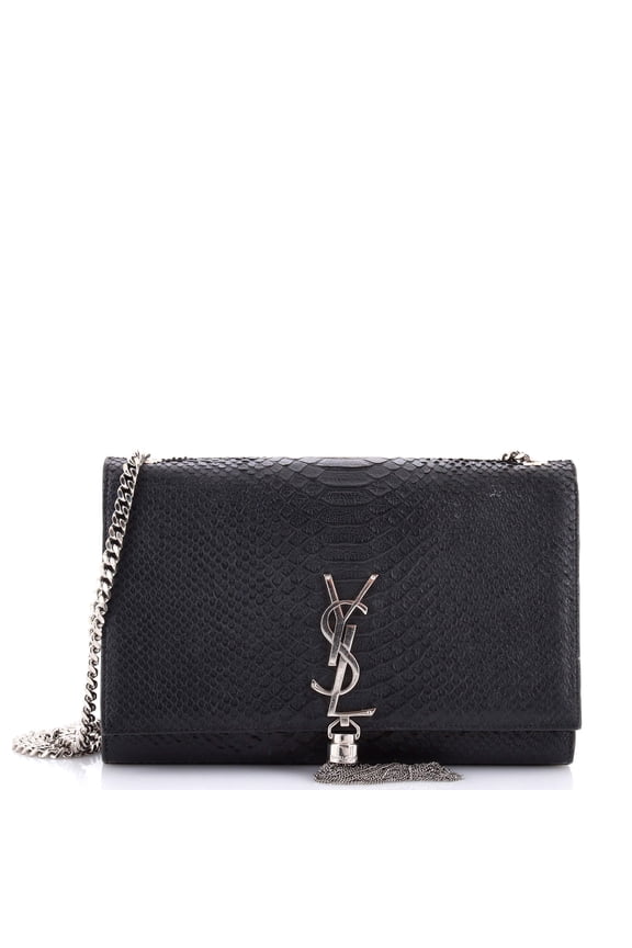 Pre-Owned Classic Monogram Tassel Crossbody Bag Python Embossed Leather Medium By Rebag