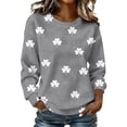 thumbnail image 2 of St. Patrick's Day Sweatshirt for Women Textured Quilted Fabric Clover Print Crewneck Long Sleeve Pullover Loose Fit Festive Clothes, 2 of 5