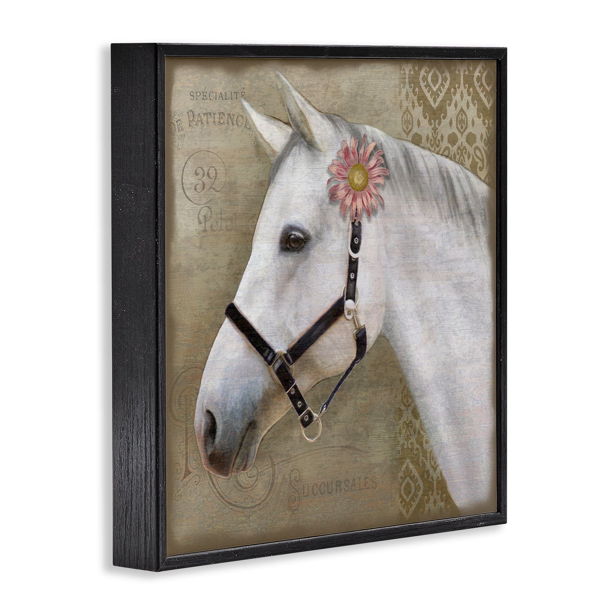 Stupell Industries Boho Barnyard Horse Black Framed Giclee Art, design by Suzanne Nicoll