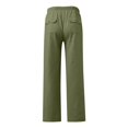 thumbnail image 5 of Baqcunre Trousers Pants for Women Casual Solid Color Loose Pockets Elastic Belt Waist Pants Long Trousers Womens Fashion Women's Pants Womens Pants Womens Clothes Army Green L, 5 of 6