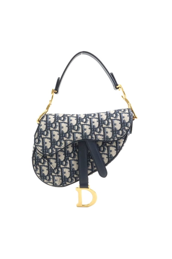 Pre-Owned Christian Dior Handbag Saddle Bag Canvas Navy Women's 90072a