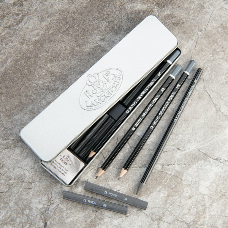 Royal Langnickel Tin 3 Graphite Pencil Set (HB, 4B, 2B) in Metal Case