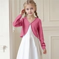 thumbnail image 2 of XXWXYD Girls Long Sleeve Cardigan Little Girls Cute Dressy Cardigan Tops Kids Cropped Boler𝗈 Shru𝑔s Cover Up Fall Outfits, 2 of 6