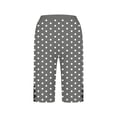 thumbnail image 4 of Cagogo Women Polka Dot Capri Pants Elastic Waist Loose Casual Summer Vacation Shorts with Pockets Flowy Beach Lounge Trousers, Gray 2XL, 4 of 5