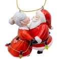 thumbnail image 2 of Santa and Mrs Claus Kissing Wrapped in Lights Christmas Tree Ornament, 2 of 5