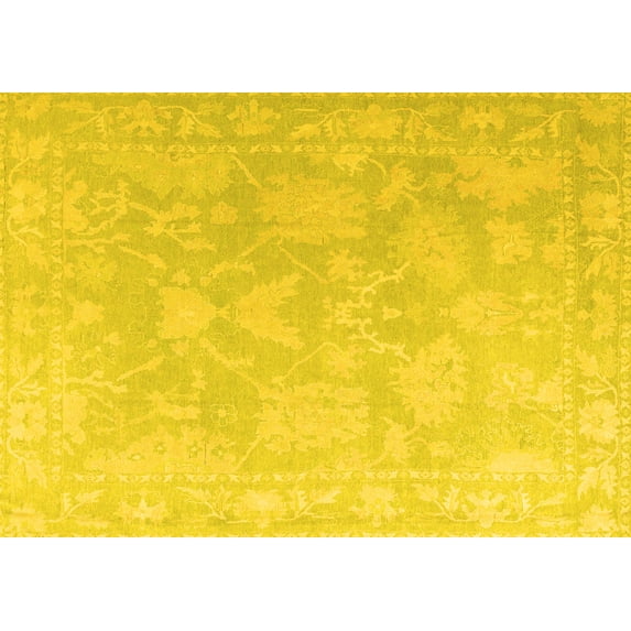 Ahgly Company Indoor Rectangle Oriental Yellow Traditional Area Rugs, 8' x 10'