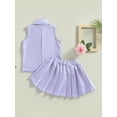 thumbnail image 4 of Bagilaanoe 3Pcs Little Girls Skirt Set Sling Vest Tops + Sleeveless Waistcoat + Pleated A-Lined Skirt 3T 4T 5T 6T 7T Kids Casual Outfits, 4 of 8