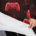 thumbnail image 3 of Oversized Wearable Blanket Hoodie,Red Controllers Games Icons Black Pattern Sherpa Blanket Hoodie with Super Pockets,Super Warm Fuzzy Pullover for Women & Men, 3 of 6