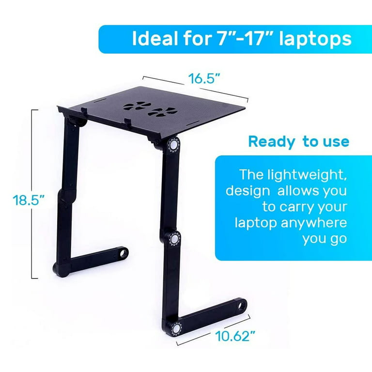  Adjustable Laptop Table for Couch, Bed, Sofa and Recliner-  Portable Laptop Stand - Computer Lap Table - Gifts for College Student,  Friend and Family - Aluminum Laptop Stand by Desk York 