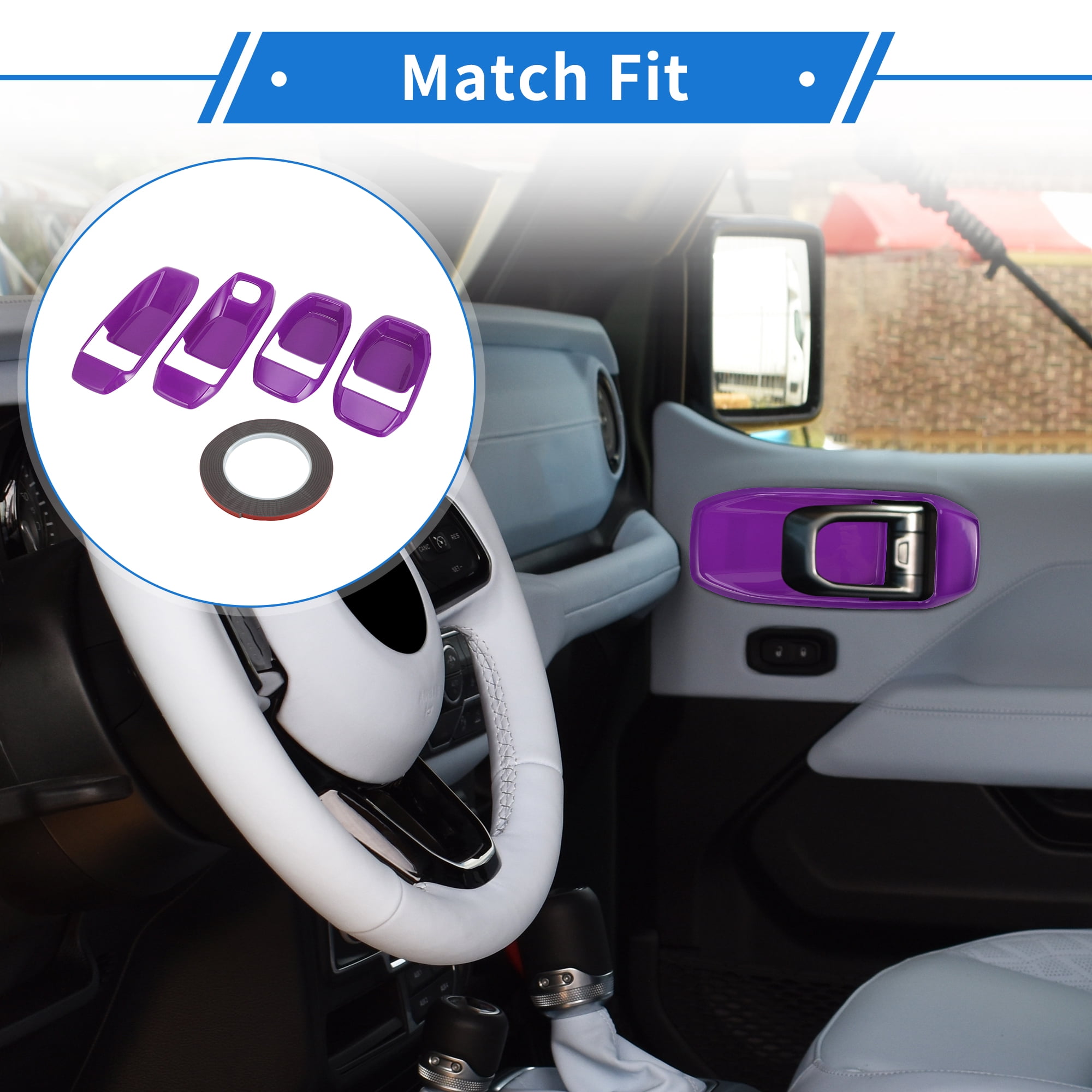 Unique Bargains 4 Pcs Door Bowl Cover Trim Compatible for Jeep Wrangler JL 2018-2022 ABS Purple Exterior Accessories