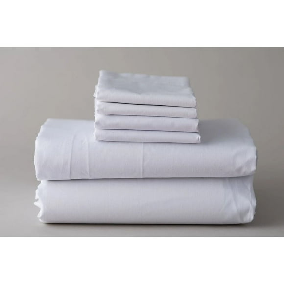 Hotel Bed Linens TC-180 Percale Cotton-Poly Twin Sheets FITTED 39"x 80"x12" Thomaston Mills USA White 4/Pack