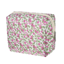 1 Pc Women Portable Peony Cosmetic Bag for Vacation Business Travel White Pink Polyester