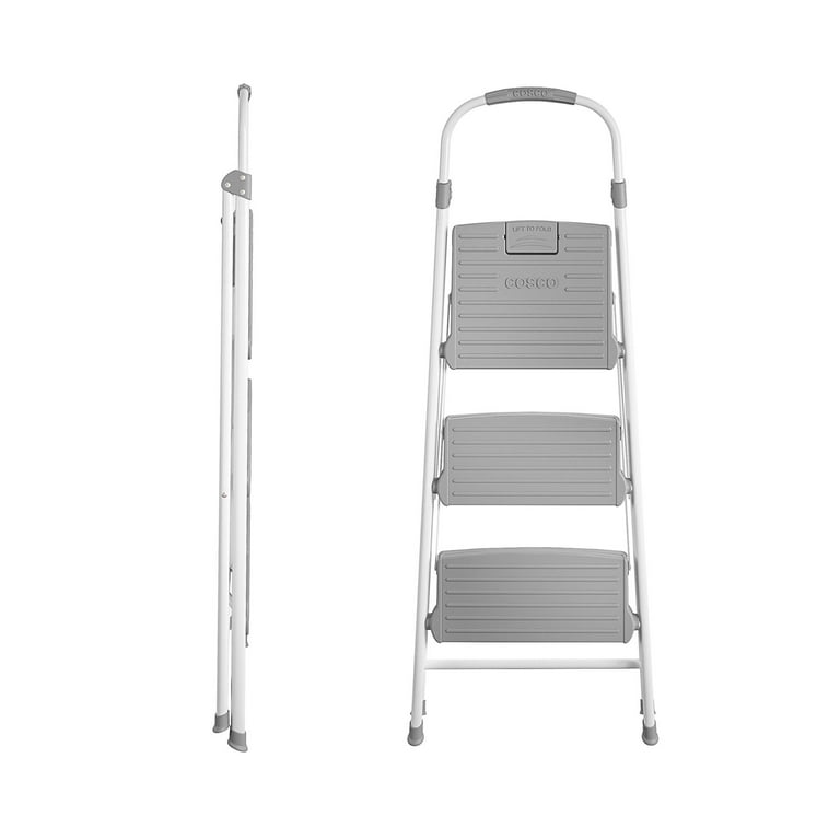 COSCO 3 Step Connection Step Stool White Gray 8ft 10in Max Reach