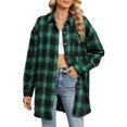 thumbnail image 1 of Pudcoco Chemise Décontractée pour Femmes Printemps Automne Manches Longues Col à Revers Boutonnée Imprimé à Carreaux, 1 of 9